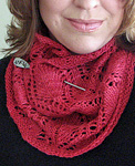 knitted cowl neck scarf; Malabrigo Silky Merino Yarn, color 611 ravelry red