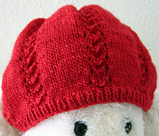 Knitted cap, hat, beret; Malabrigo Silky Merino Yarn, color 611 ravelry red
