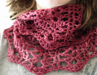 Crocheted neck warmer, scarf; Malabrigo Silky Merino Yarn, color 400 rupestre
