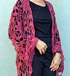 Crocheted long cardigan sweater; Malabrigo Silky Merino Yarn, color 400 rupestre