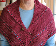 handknit lacey wrap, shawl; Malabrigo Silky Merino Yarn, color 400 rupestre