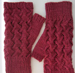 handknit fingerless mittens, gloves; Malabrigo Silky Merino Yarn, color 400 rupestre