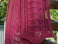 handknit lacey scarf; Malabrigo Silky Merino Yarn, color 400 rupestre