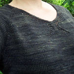 Clearwing pullover sweater knitting pattern; Malabrigo Silky Merino Yarn color smoke