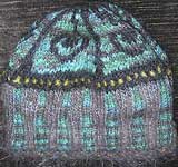 Zilly try from Egyptian #4 hat knitting pattern, black-aquas