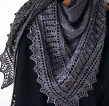 hand knit lace scarf knitting pattern; Malabrigo Silky Merino Yarn color smoke