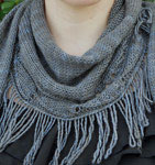 Amalthea triangle-shaped scarf; Malabrigo Silky Merino Yarn color smoke
