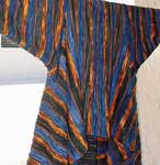 handknit multi-color coat, Malabrigo Worsted Merino Yarn color VAA, azul profundo & roanoke