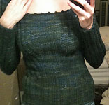 handknit pullover boatneck sweater; Malabrigo Worsted Merino Yarn color VAA #51