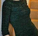 handknit pullover sweater;Malabrigo Worsted Merino Yarn color VAA #51