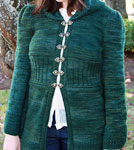 handknit long sleeve cardigan coat; Malabrigo Worsted Merino Yarn color VAA #51