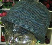 handknit brimmed cap, hat; Malabrigo Worsted Merino Yarn color VAA #51