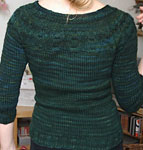 handknit pullover sweater; Malabrigo Worsted Merino Yarn color VAA #51