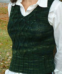 handknit sleeveless pullover sweater vest; Malabrigo Worsted Merino Yarn color VAA #51