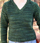 handknit pullover v-neck sweater; Malabrigo Worsted Merino Yarn color VAA #51