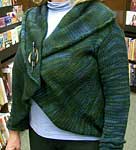 handknit shawl collar cardigan; Malabrigo Worsted Merino Yarn color VAA #51
