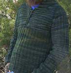 handknit pullover ribbed men's sweater; Malabrigo Worsted Merino Yarn color VAA #51