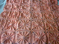 crocheted blanket, afghan; Malabrgo Merino Worsted yarn color apricot