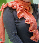 Just enough ruffles ruffled scarf; Malabrgo Merino Worsted yarn color apricot