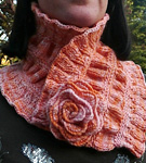 Ruffled and Ruched Scarf; Malabrgo Merino Worsted yarn color apricot