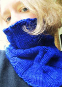 Cowl neck scarf, Malabrigo Worsted Merino Yarn, color azul bolita #80 - cowl