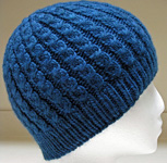 Malabrigo Worsted Merino Yarn, color azul profundo 150, cabled hat