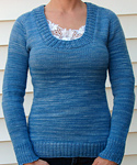 Pullover crew neck sweater; Malabrigo Merino Worsted Yarn, color bijou blue 608