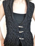 handknit cabled vest; ; Malabrigo Worsted Yarn color black