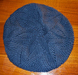 knitted tam; Malabrigo Worsted Yarn, color blue graphite #508