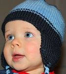knitted child's cap' open cardigan sweater; Malabrigo Worsted Merino Yarn, color blue graphite #508, cardigan sweater