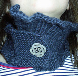 cowl neck scarf; child's hat, cap; pullvoer cabled sweater; Malabrigo Worsted Yarn, color blue graphite #508