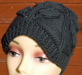 knitted hat, cap;Malabrigo Worsted Yarn, color blue graphite #508