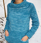 handknit pullover sweater; Malabrigo Merino Worsted Yarn color bobby blue
