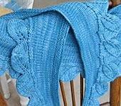 handknit ruffled scarf; Malabrigo Merino Worsted Yarn color bobby blue