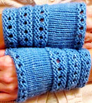 handknit fingerless gloves; Malabrigo Merino Worsted Yarn color bobby blue
