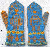 handknit mittens, gloves; Malabrigo Merino Worsted Yarn color bobby blue
