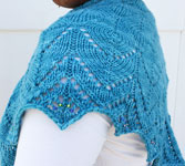 handknitted lacey shawl, wrap; Malabrigo Merino Worsted Yarn color bobby blue