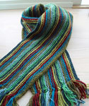 handknit garter stitch scarf; Malabrigo Worsted Merino Yarn, color emerald #135,