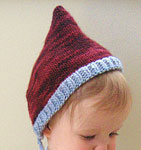handknit baby hat, cap; Malabrigo Worsted Yarn, color 41 burgundy