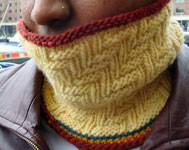 handknit neck warmer; Malabrigo Worsted Yarn, color 41 burgundy