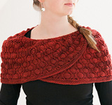 handknit shoulder warmer, wrap; Malabrigo Worsted Yarn, color 41 burgundy