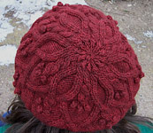 handknit beret; Malabrigo Worsted Yarn, color 41 burgundy