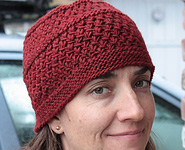 handknit hat, cap Malabrigo Worsted Yarn, color 41 burgundy