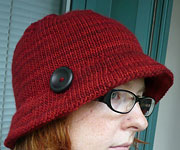 handknit bucket hat; Malabrigo Worsted Yarn, color 41 burgundy