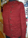 handknit cardigan;Malabrigo Worsted Yarn, color 41 burgundy