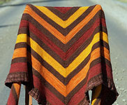 handknit striped poncho; Malabrigo Worsted Yarn, color 41 burgundy
