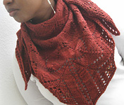 handknit lacey scarf; Malabrigo Worsted Yarn, color 41 burgundy