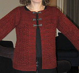 handknit crewneck open sweater;