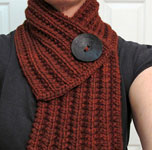 handknit scarf; Malabrigo Worsted Yarn, color 41 burgundy