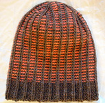 Botanic knit hat; Malbrigo Worsted Merino, color 194 cinnabar